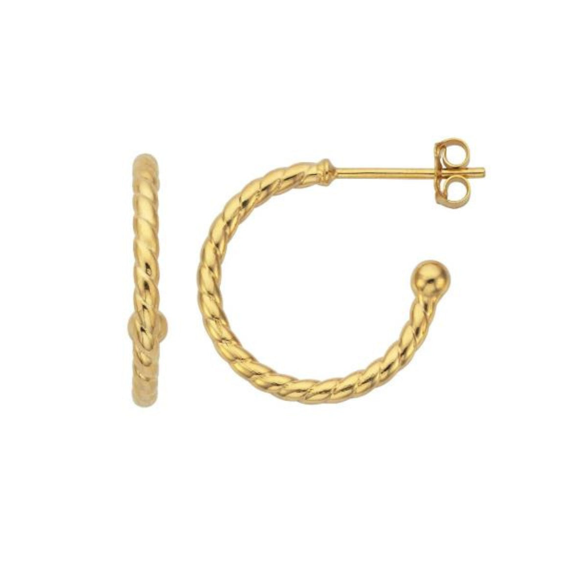 9ct Yellow Gold Twost Hoop Earring