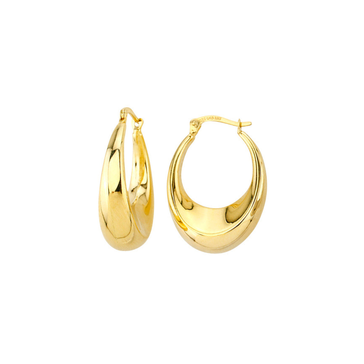 9ct Yellow Gold & Sterling Silver Oval Hoop Earring