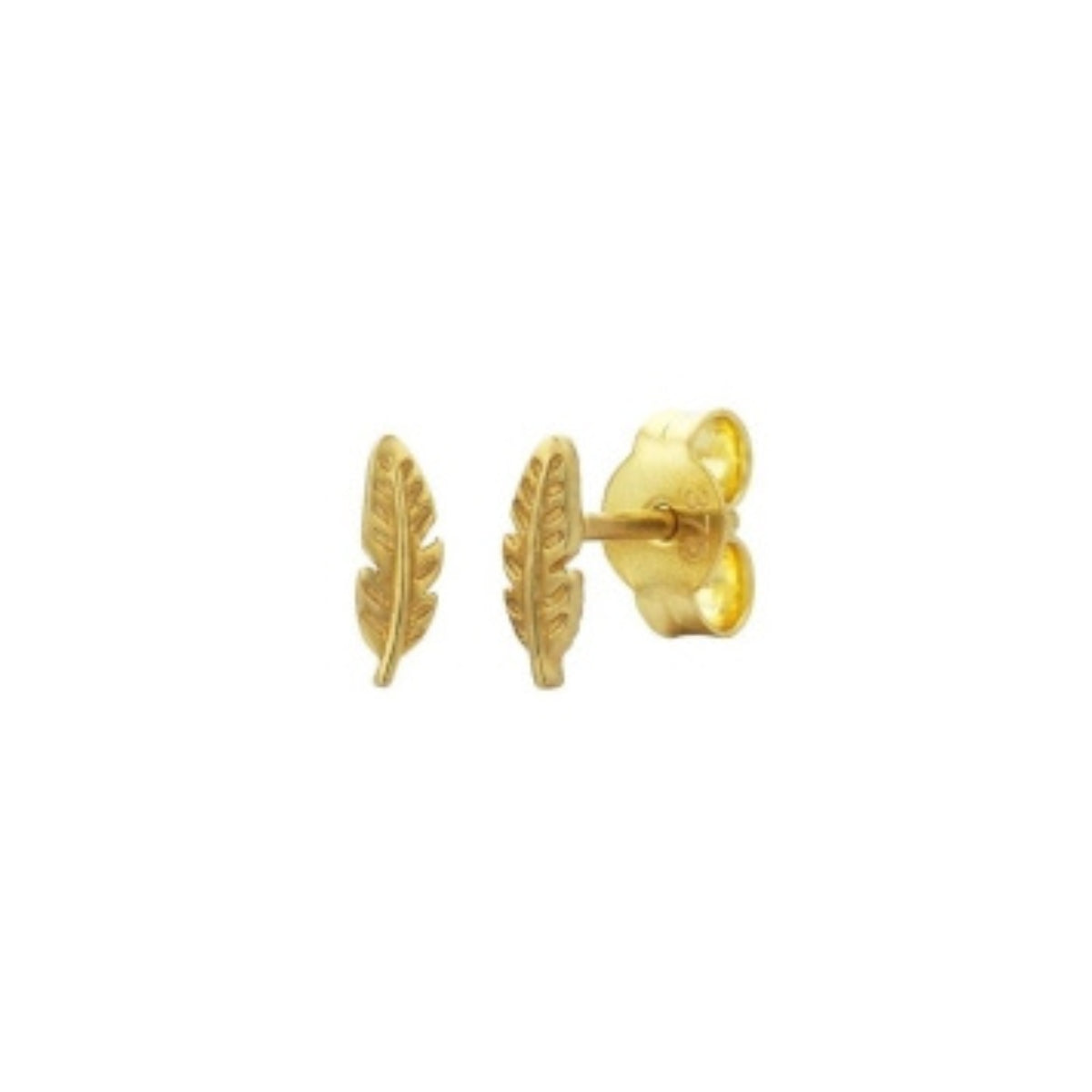 9ct Yellow Gold Fern Stud Earring