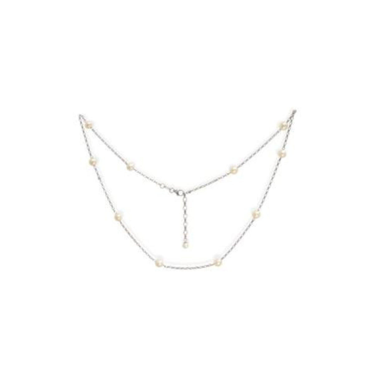 Sterling Silver Chain with 5mm White Fresh Water Pearls Necklace
