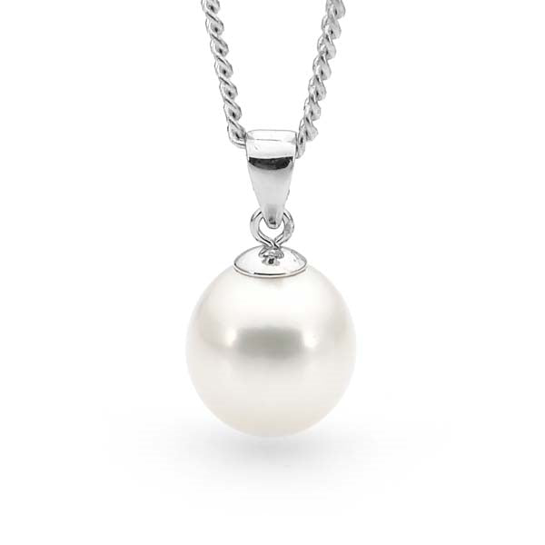 The Silver Moon Pendant - White (9-9.5mm Pearl)