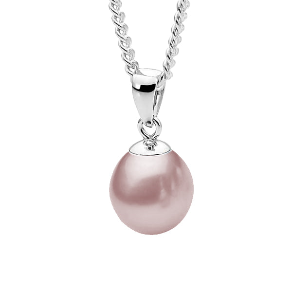The Silver Moon Pendant - Pink (9-9.5mm Pearl)