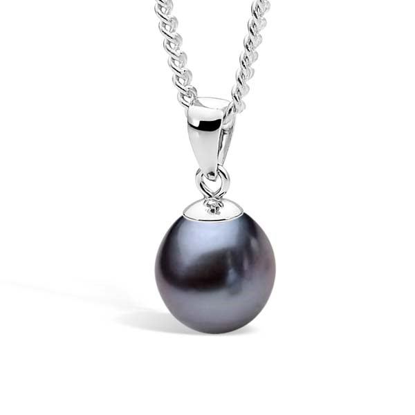 The Silver Moon Pendant - Black (9-9.5mm Pearl)