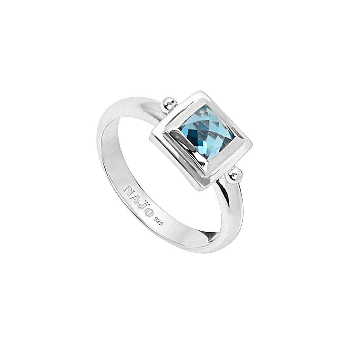 Desire Silver Square Blue Topaz Ring