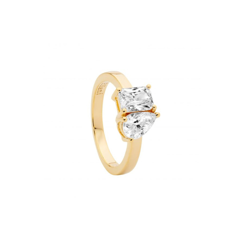 Sterling Silver Gold Plated Cubic Zirconia Ring