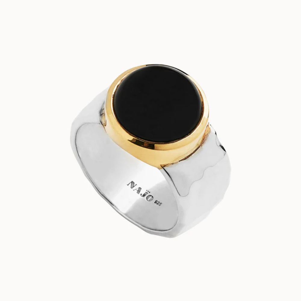 Chroma Silver/Gold Plated Black Onyx ring