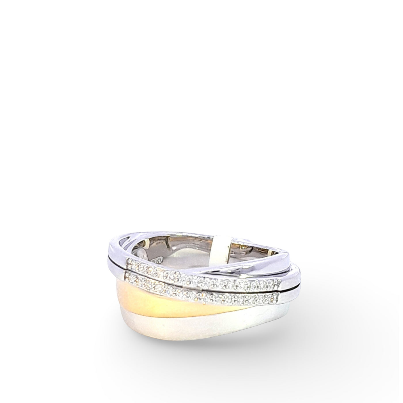 Sterling Silver/Yellow Gold Plate Diamond Crossover Ring