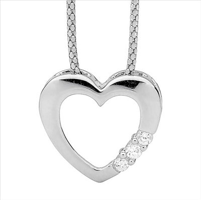 Sterling Heart Necklace with Cubic Zirconia