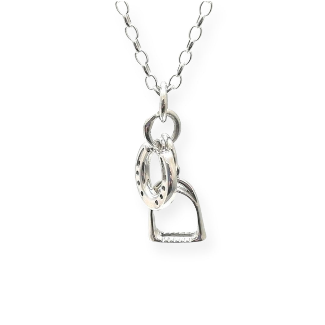 Sterling Silver Stirrup & Horseshoe Pendant