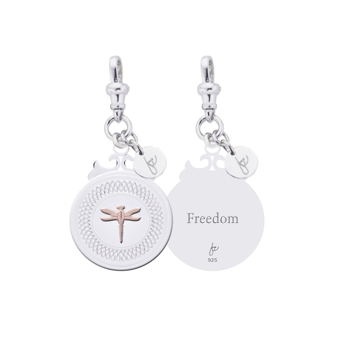 Sterling Silver Rose Gold Plate Declaration Pendant - Freedom