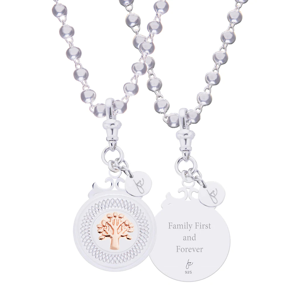 Sterling Silver Rose Gold Plate Declaration Necklace - Family Tree