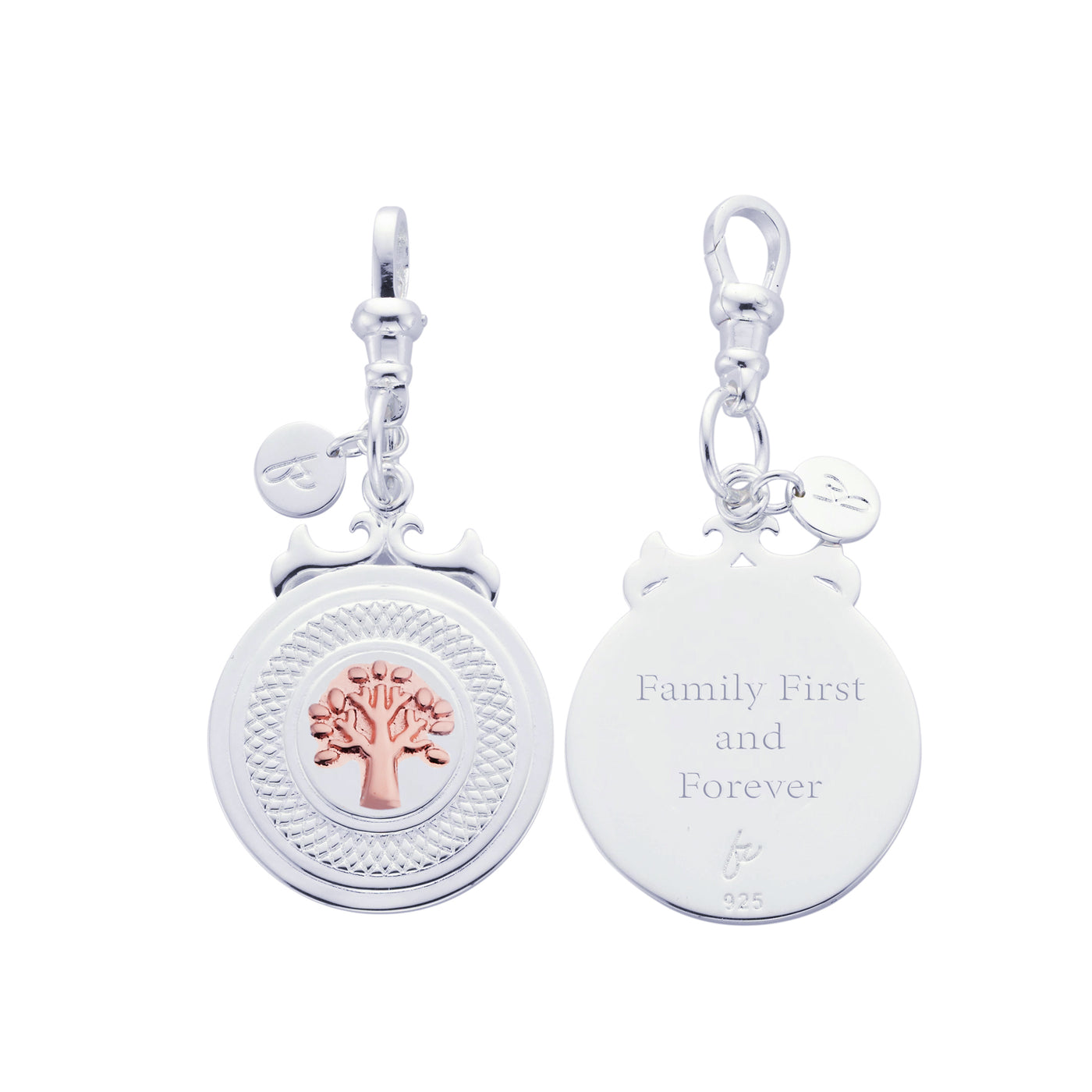 Sterling Silver Rose Gold Plate Declaration Pendant - Family Tree