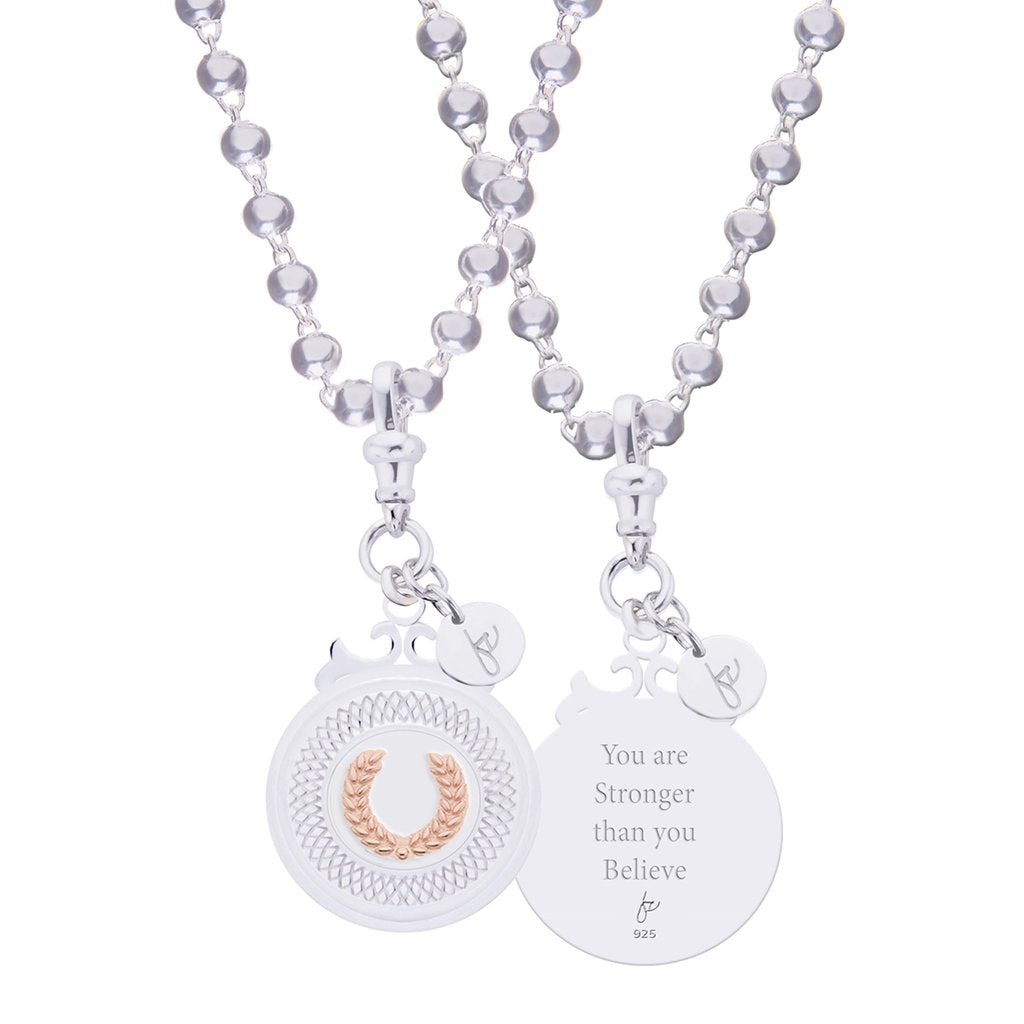 Sterling Silver Rose Gold Plate Declaration Necklace - Strength