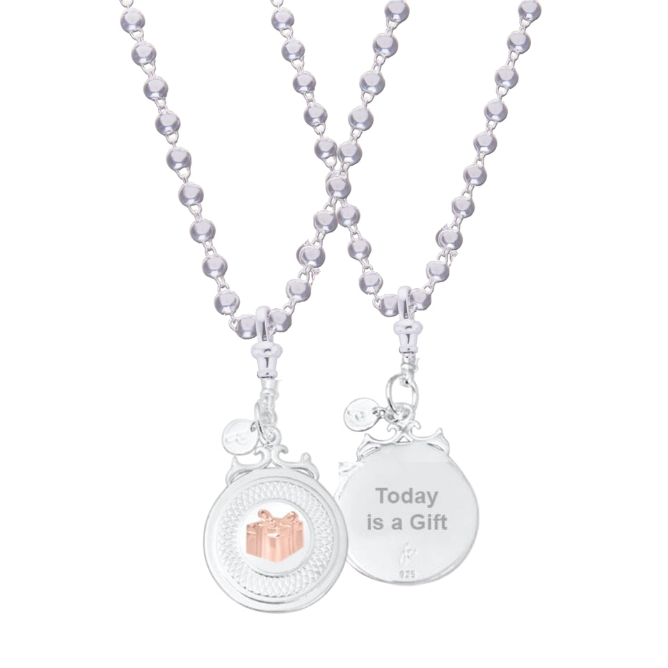 Sterling Silver Rose Gold Plate Declaration Necklace - The Present