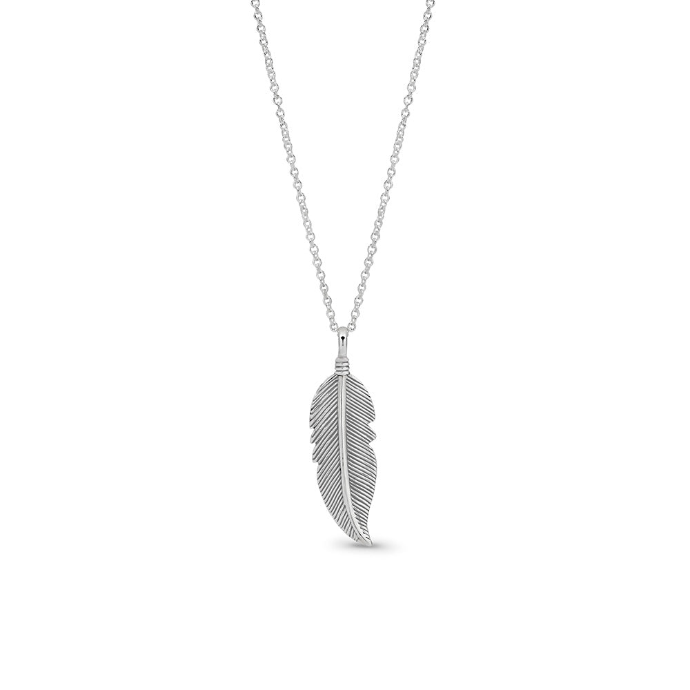 Sterling Silver Feather Necklace 45cm