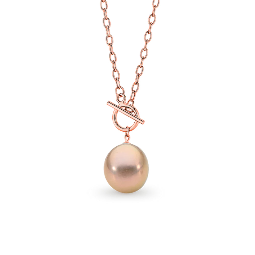 Sterling Silver Rose Gold Plated Pink Edison Toggle Necklace