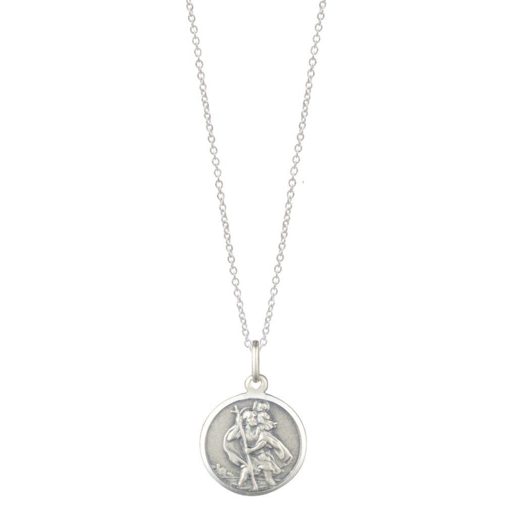 Sterling St Christopher Pendant On Sterling Chain 45cm