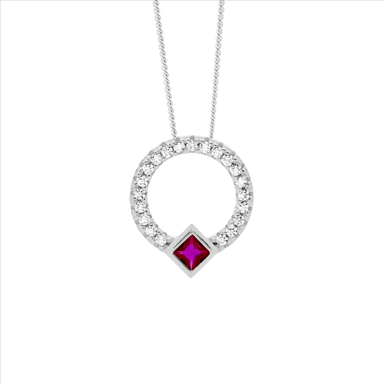 Sterling Silver Cubic Zirconia Open Circle Necklace