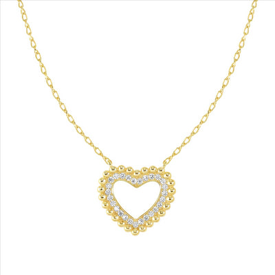 Lovecloud Sterling Silver Gold Plated CZ Heart Necklace