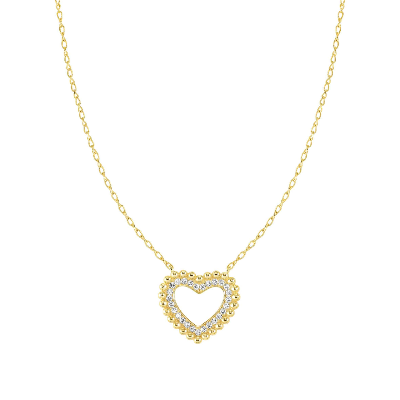 Lovecloud Sterling Silver Gold Plated CZ Heart Necklace