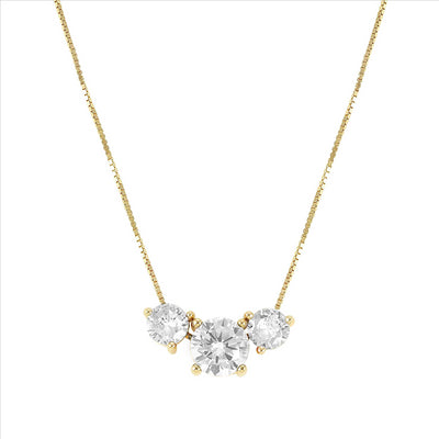 Colour Wave Sterling Silver Gold Plated CZ Necklace
