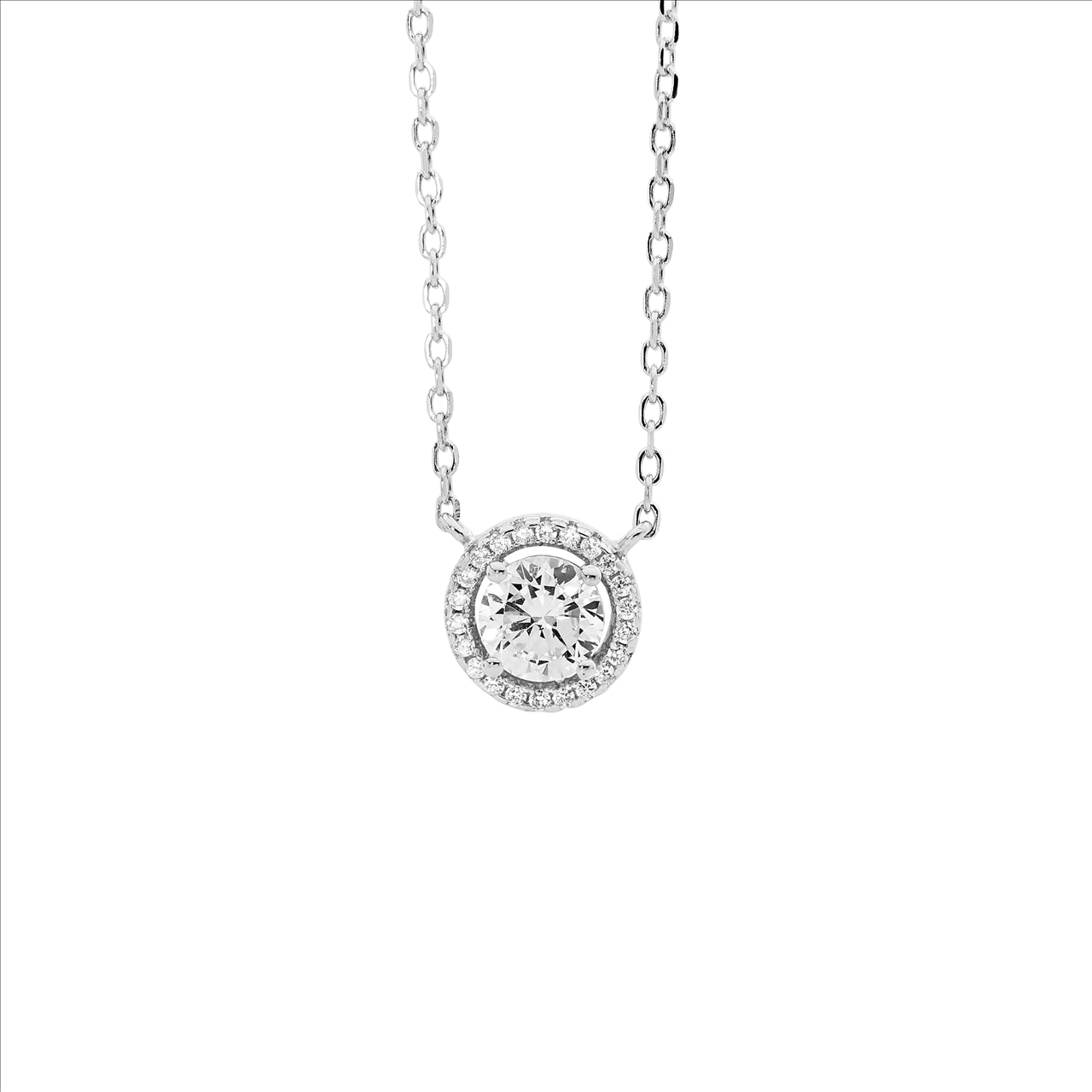 Sterling Silver & Cubic Zirconia Solitaire Necklace