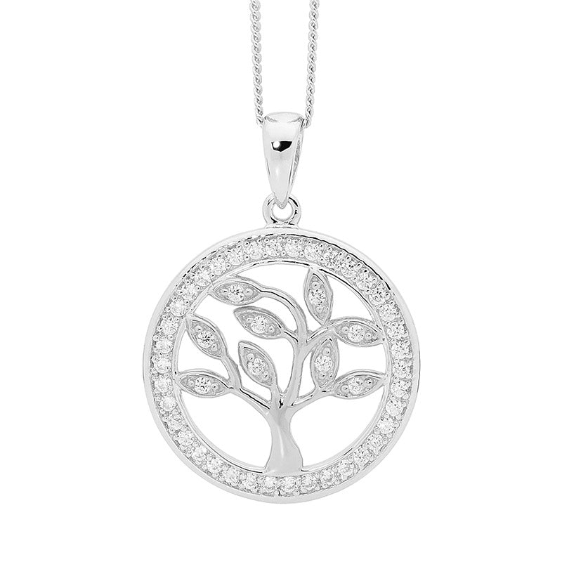 Sterling Silver & Cubic Zirconia Tree of Life Necklace