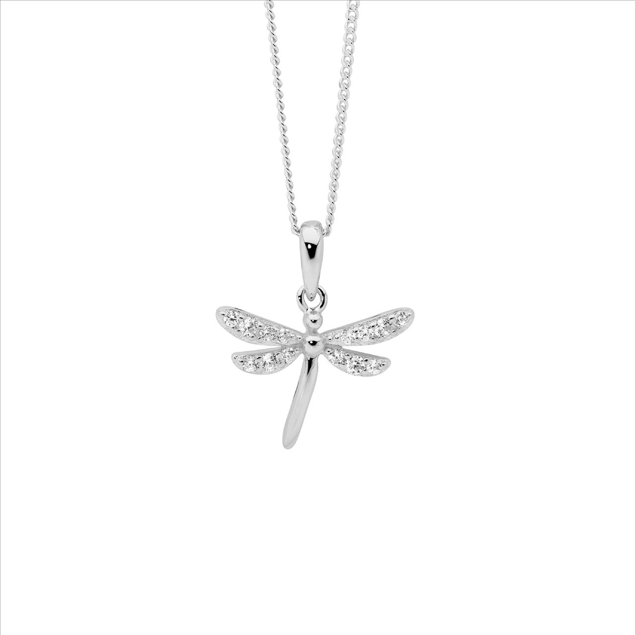 Sterling Silver Cubic Zirconia Dragonfly Necklace