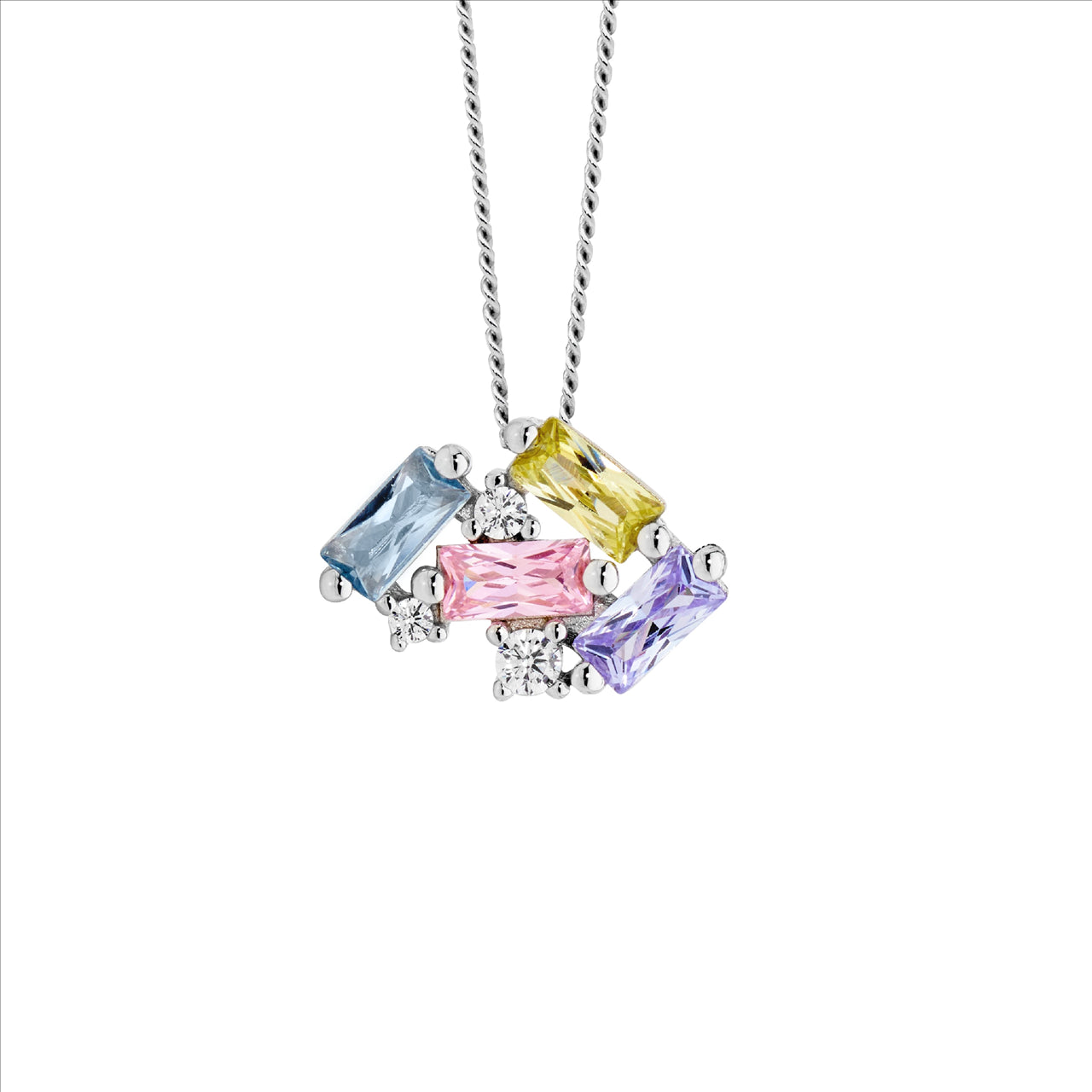 Sterling Silver Pastel Coloured Cubic Zirconia Necklace