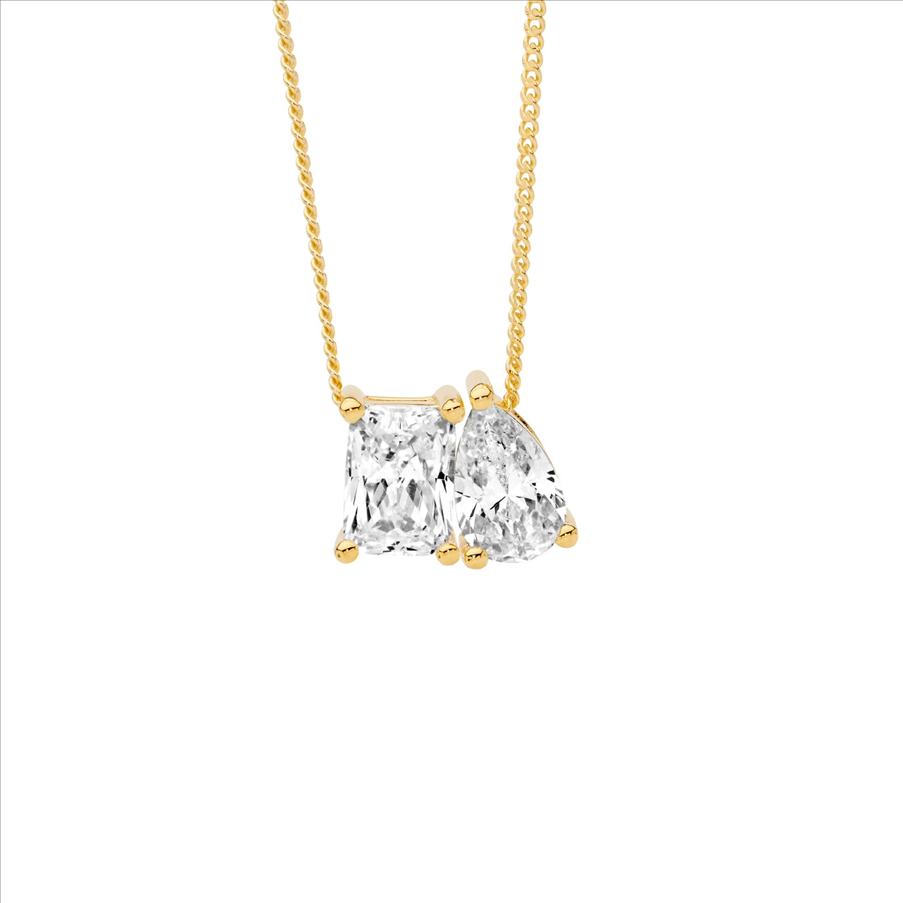 Sterling Silver/Gold Plated Cubic Zirconia Necklace