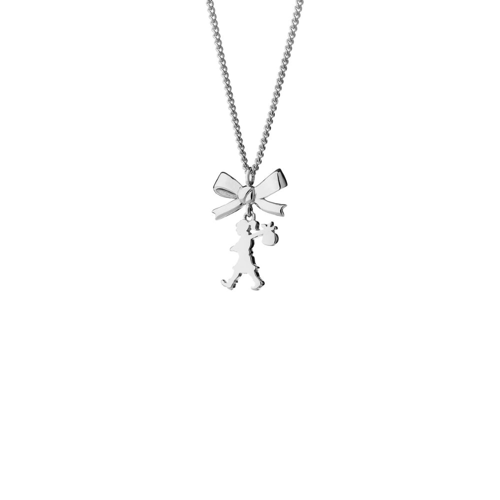 Mini Girl with a Bow Necklace Silver