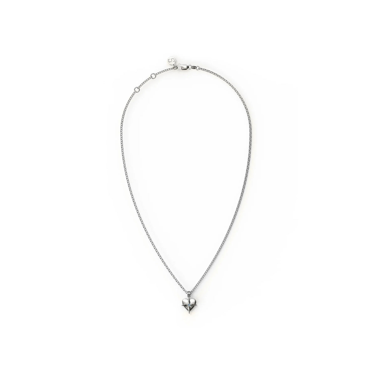 Birthstone Heart Necklace - March - Aquamarine