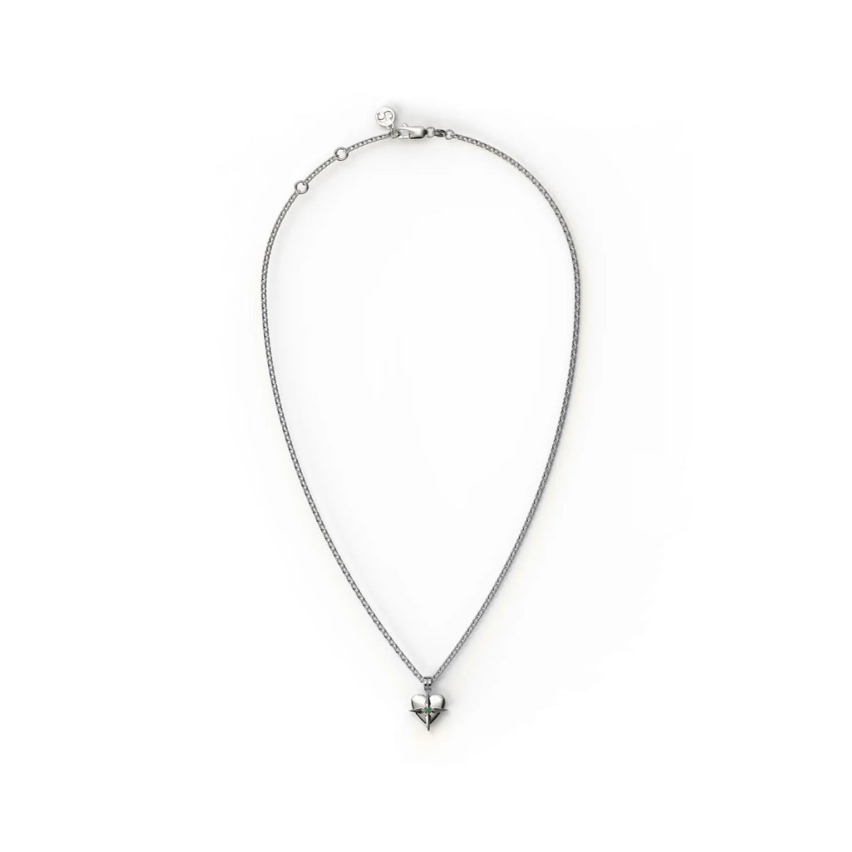 Birthstone Heart Necklace - May - Emerald