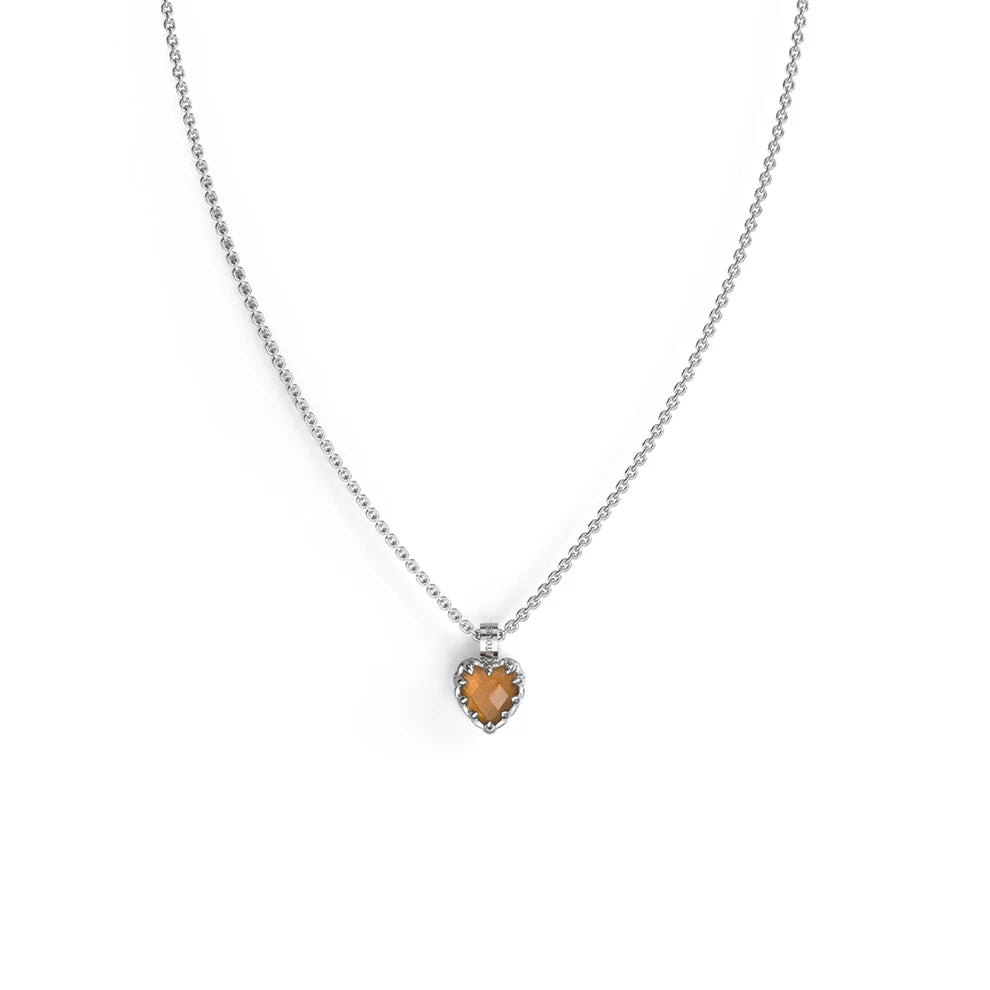 Sterling Silver Love Claw Necklace - Citrine