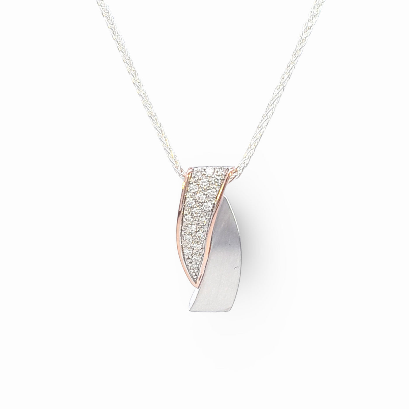 Sterling Silver & Rose Gold Plated Diamond Pendant