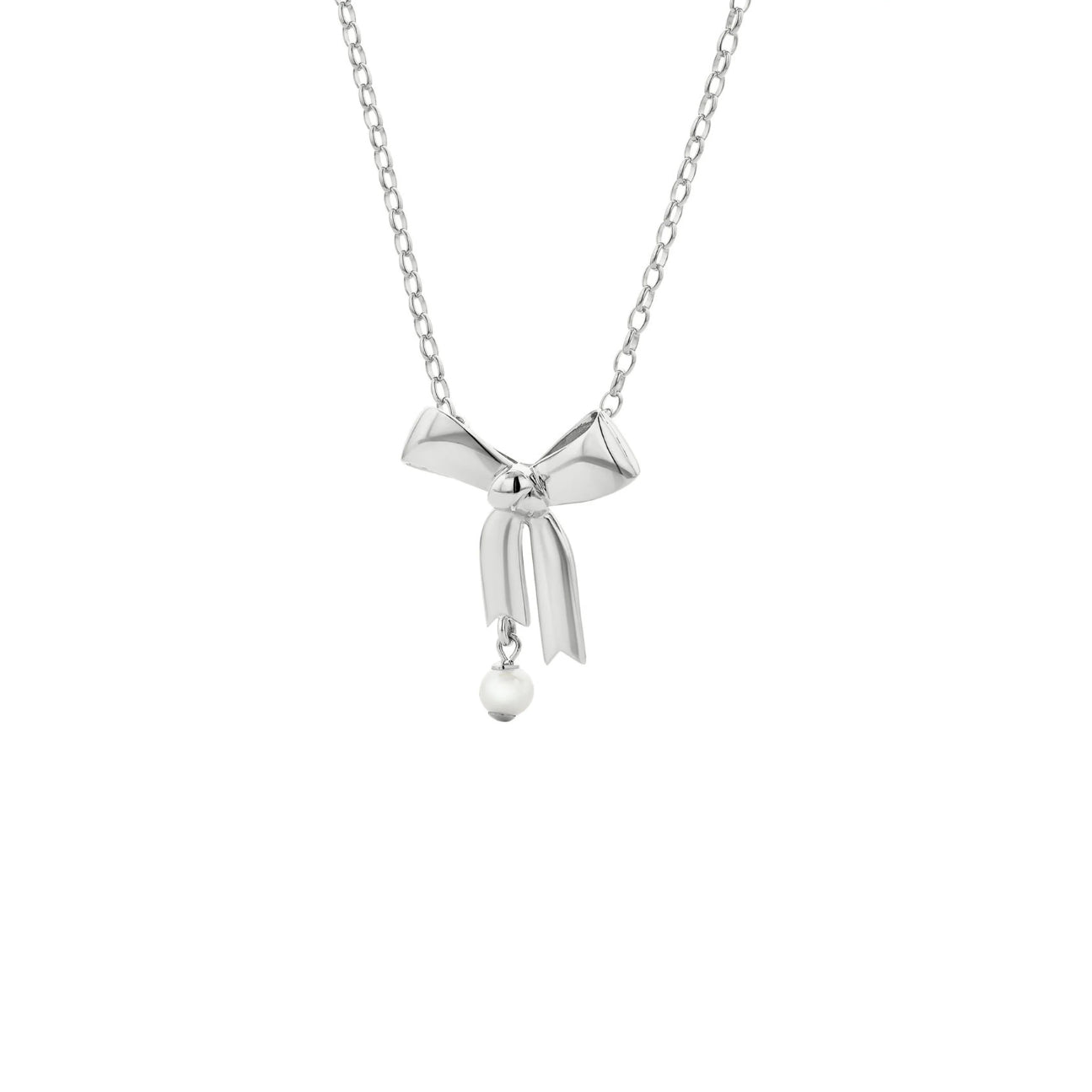 Bow Necklace with 5.5mm Freshwater Pearl Silver