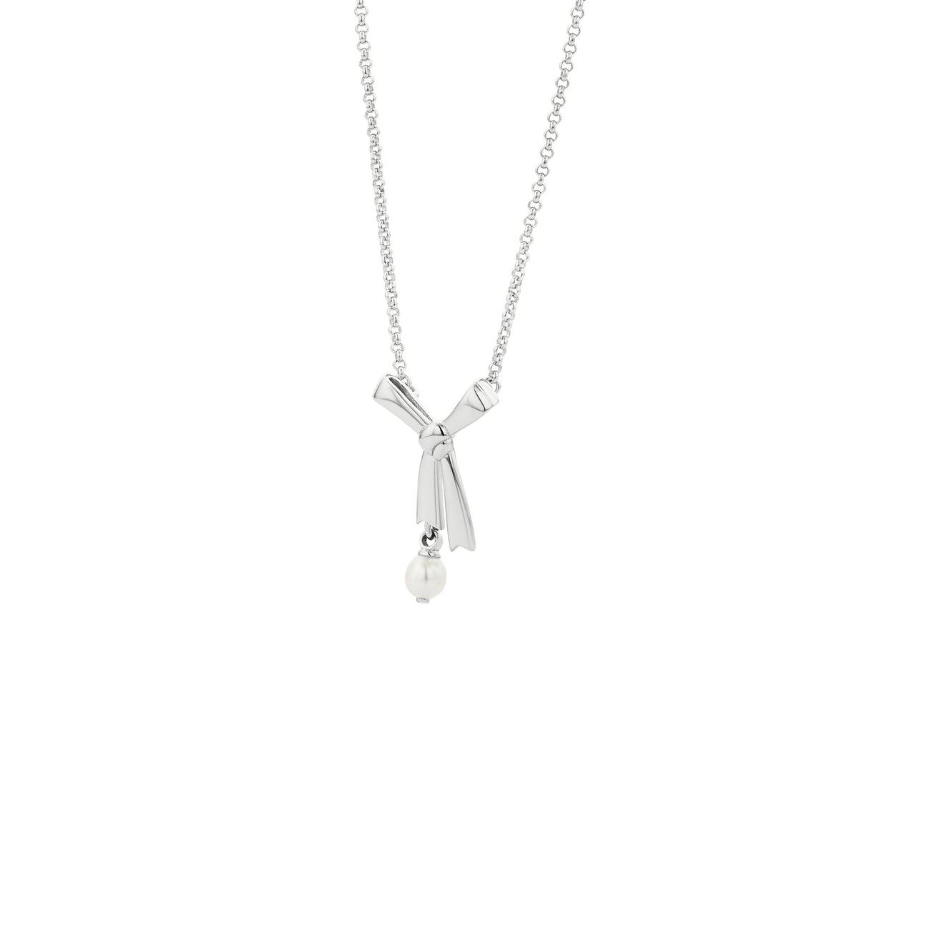 Pearl Bow Necklace Silver