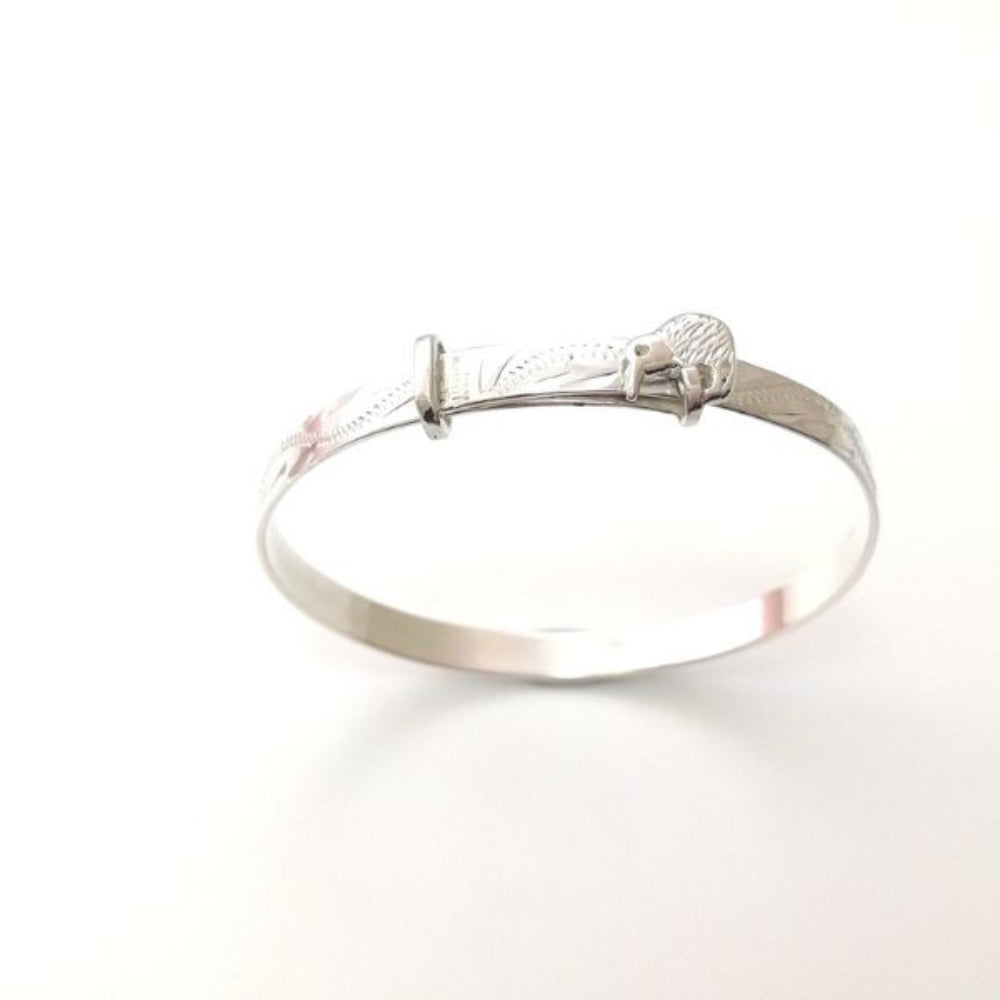 Sterling Silver Baby Expander Bangle with Kiwi