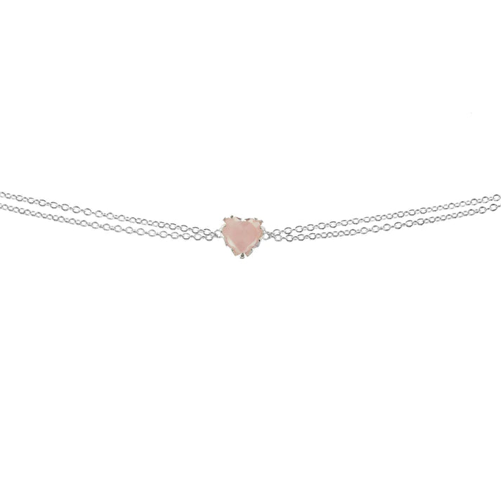 Sterling Silver Love Claw Bracelet - Rose Quartz