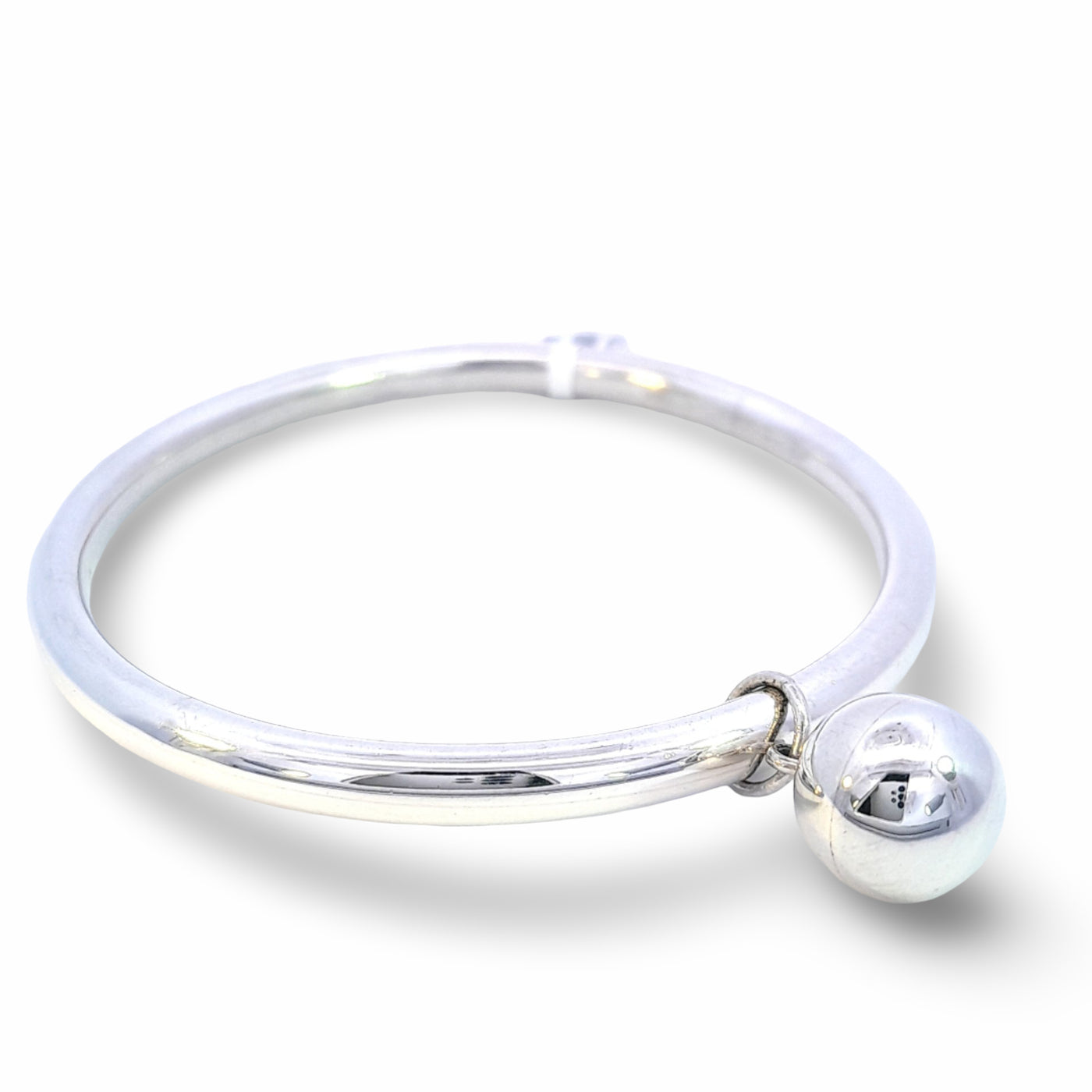 Sterling Silver Round Bangle with 10mm Ball