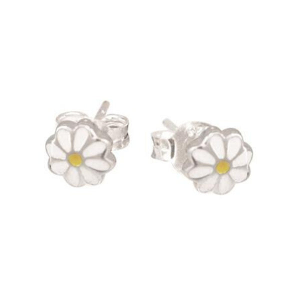 Sterling Silver Enamel Daisy Stud Earring