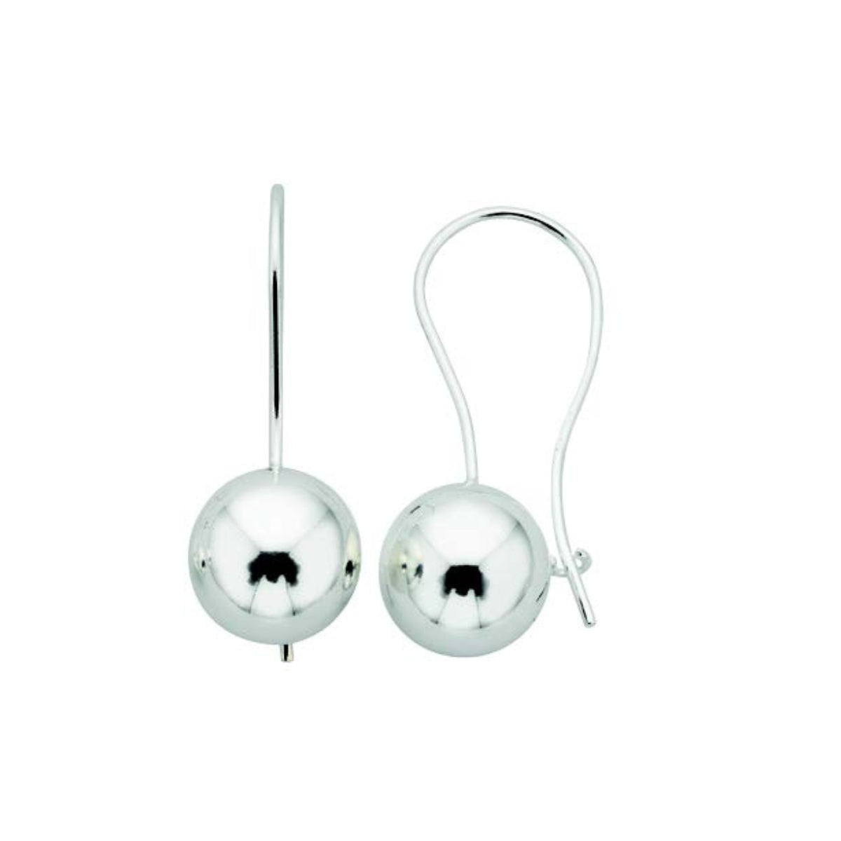 Stg Silver 10mm Euroball Drop Earrings