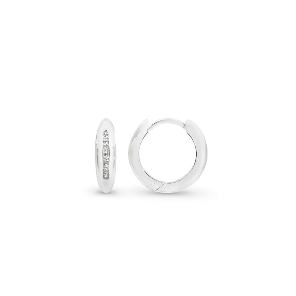 Sterling Silver Cubic Zirconia Huggie Earring