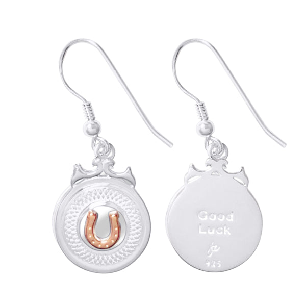 Sterling Silver & Rose Gold Plate Declaration Earring - Good Luck