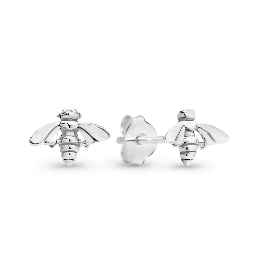 COUNTRY JEWEL SILVER BEE STUD EARRINGS