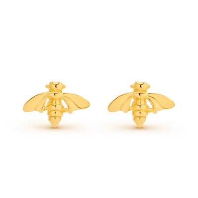 Sterling Silver Gold Plated 'Bee' Stud Earring