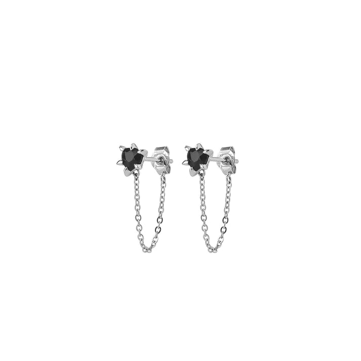 Cupids Heart & Chain Studs