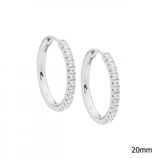 Sterling Silver Hoop Earring with Cubic Zircconia's