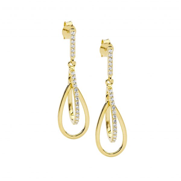 Sterling Silver/Gold Plated Drop Earring with Cubic Zirconia's