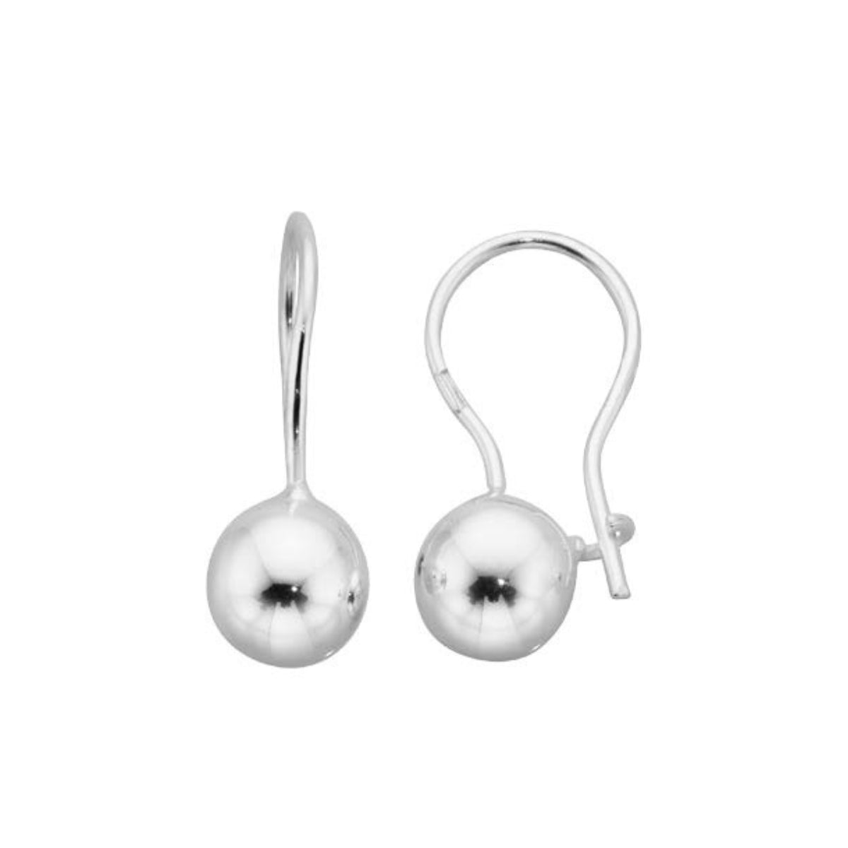 Stg Silver 8mm Euroball Earrings